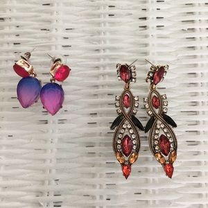 Two Pairs of Drop Earrings Featuring Fun Colored Stones